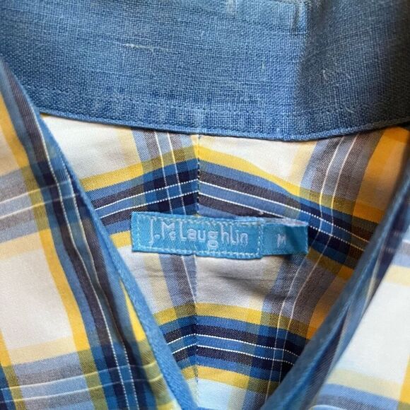 J. Mclaughlin Button-Up Shirt Men's Medium Multicolor Plaid Collared Casual Wear - Picture 5 of 7